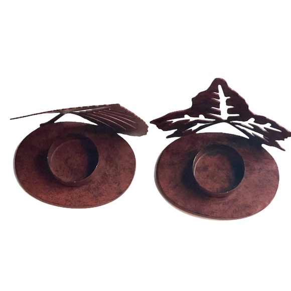 Home Accent Leaf Design Copper colored Candleholders  NWOT - Picture 3 of 4
